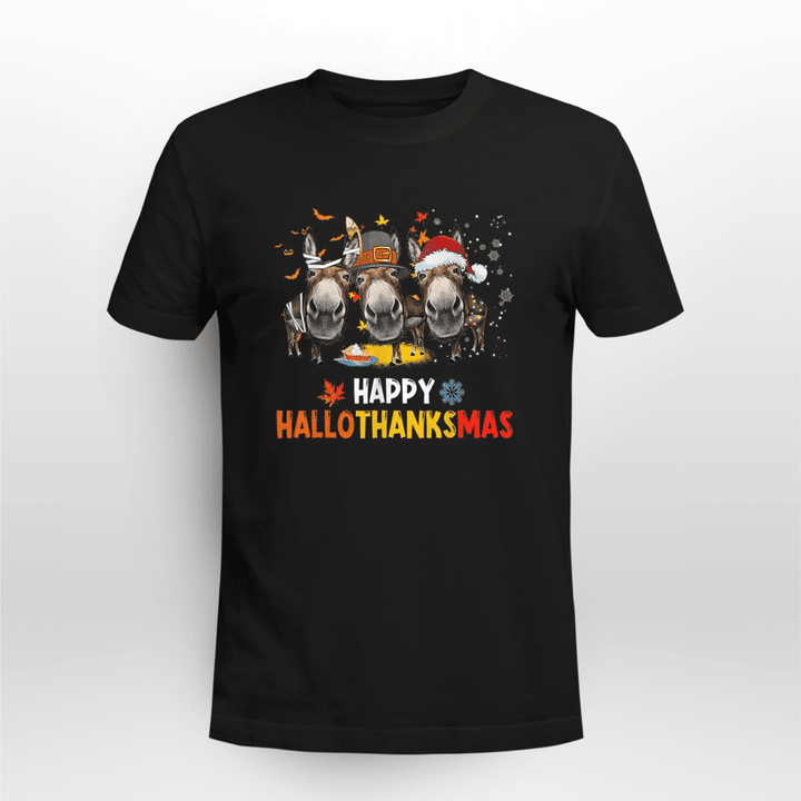 Thanksgiving Classic T-shirt Donkey Happy HalloThanksMas Halloween Thanksgiving Christmas
