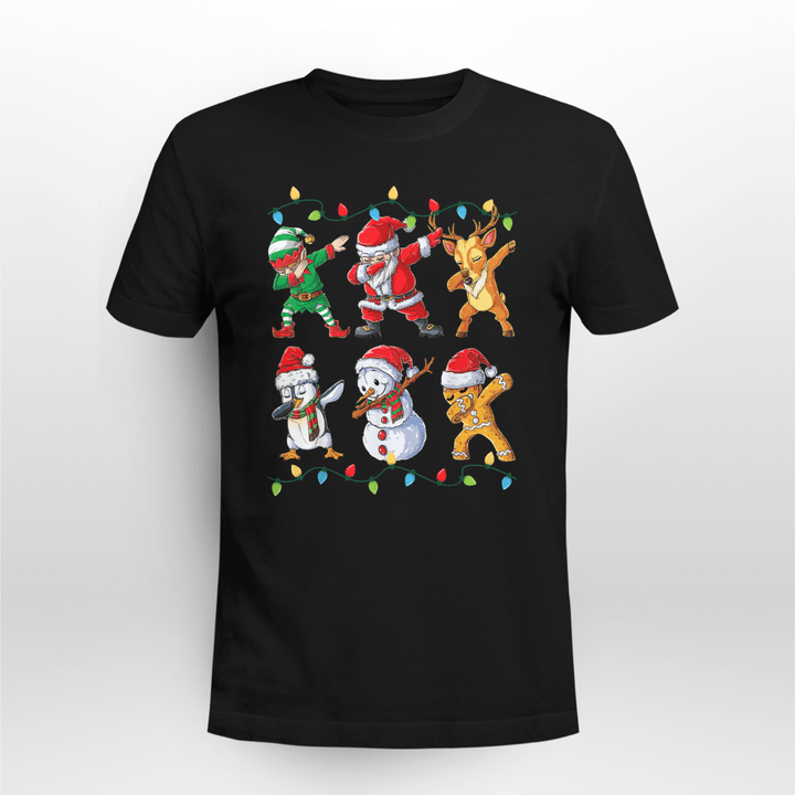 Christmas Classic T-shirt Dabbing Santa Friends Christmas