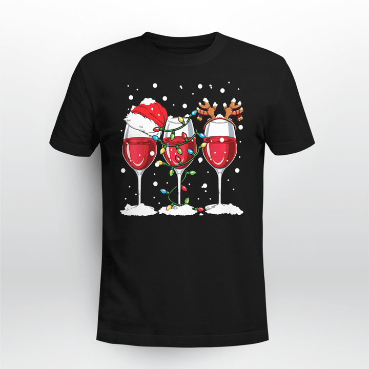 Wine Classic T-shirt Wine Christmas Lights
