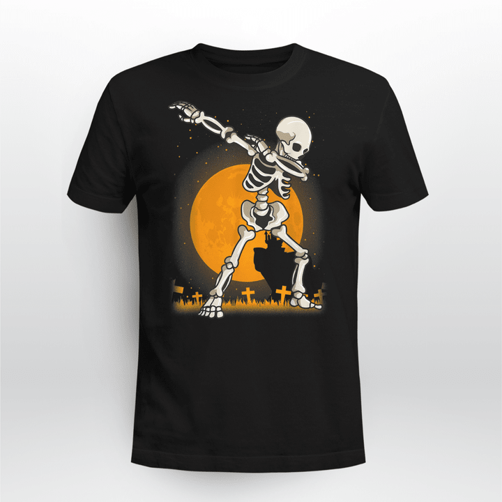 Halloween T-shirt Dabbing Skeleton
