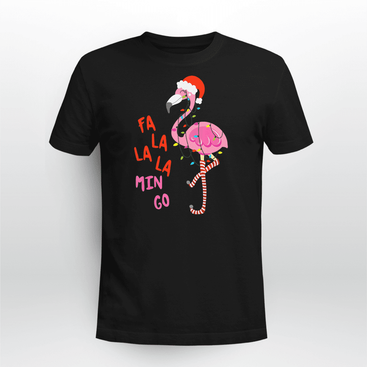 Flamingo Christmas T-shirt Fa La La La