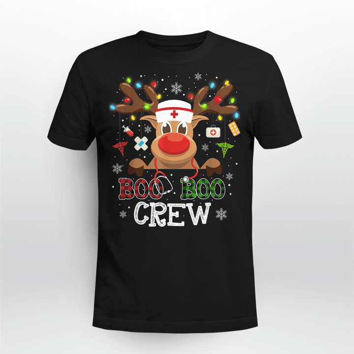Nurse Christmas T-Shirt Christmas Boo Boo Crew Reindeer Nurse