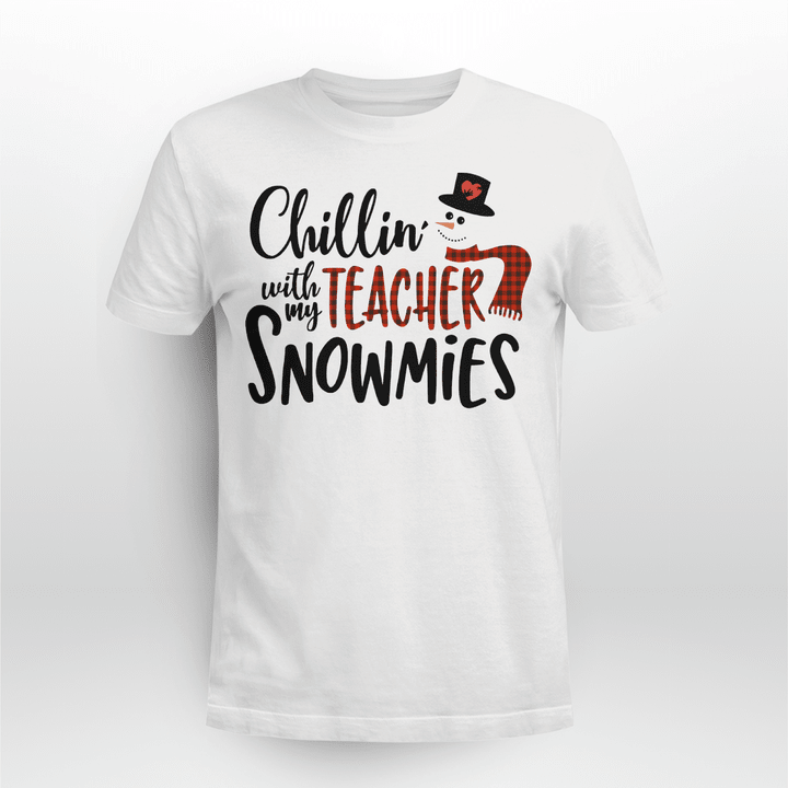 Teacher Christmas T-Shirt Chillin' With My Teacher Snowmies