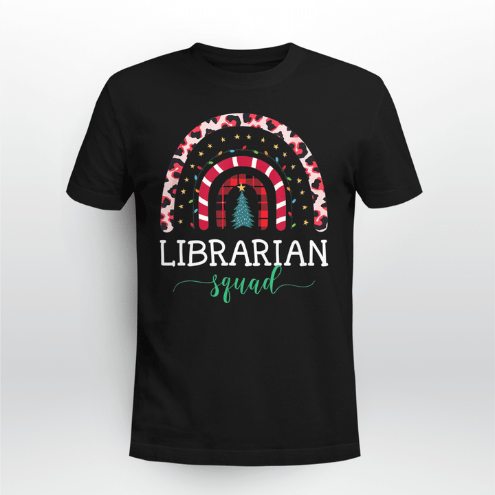 Librarian Classic T-Shirt Boho Christmas Leopard Rainbow Librarian Squad