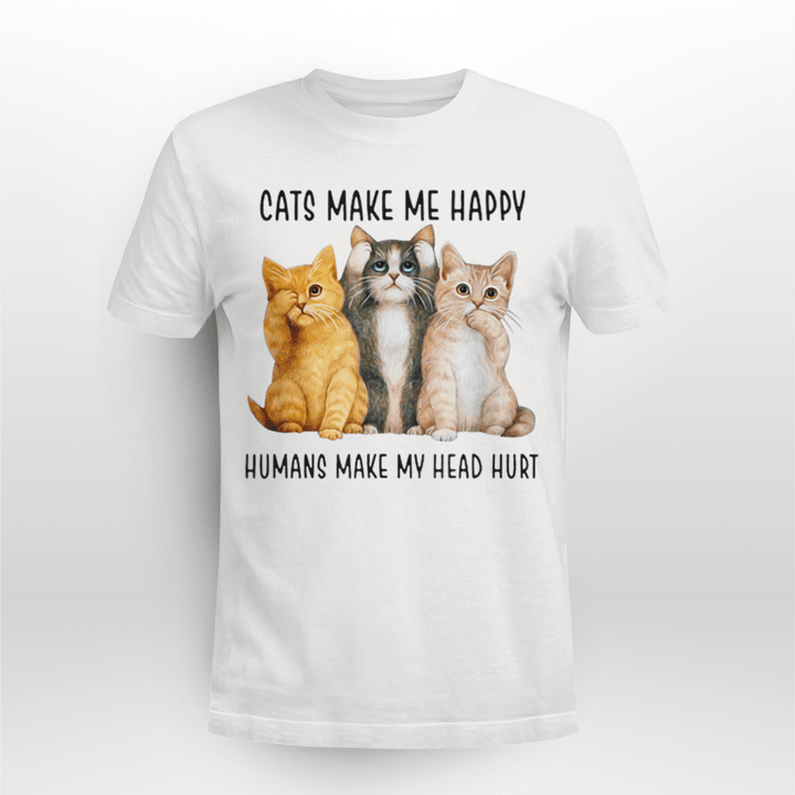 Cat Christmas T-shirt Cats Make Me Happy
