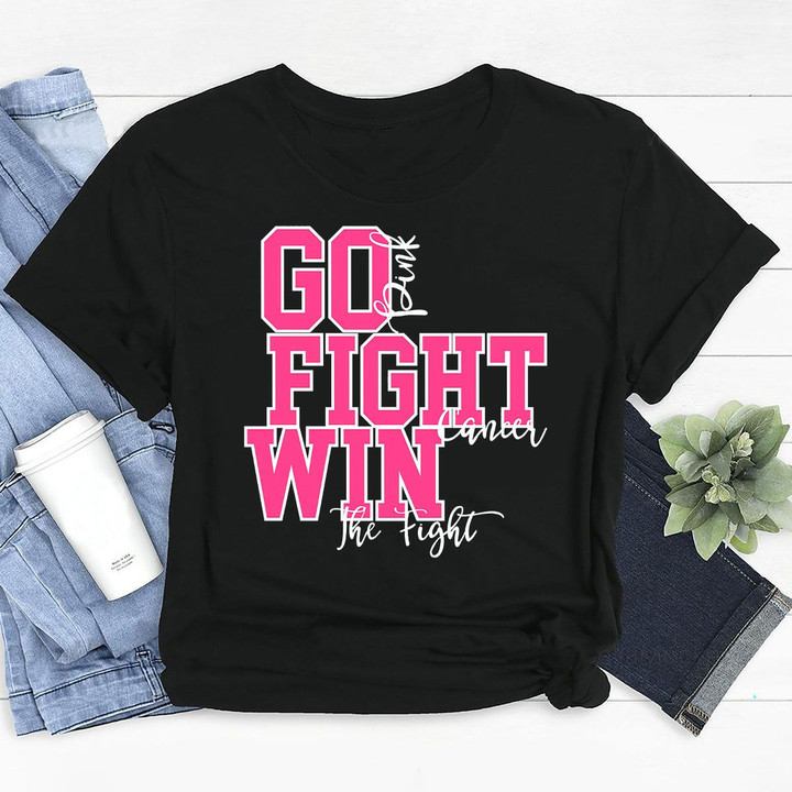 Breast Cancer T-shirt Go Fight Win