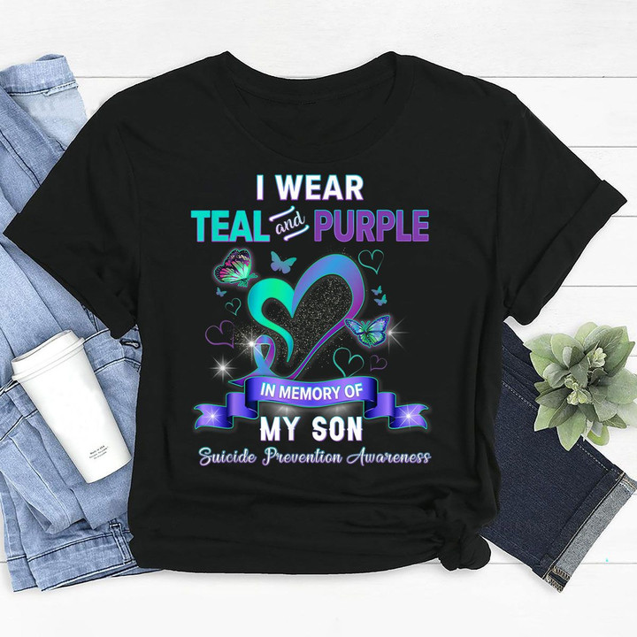 Suicide Prevention T-shirt I Wear Teal And Purple In Memory Of My Son
