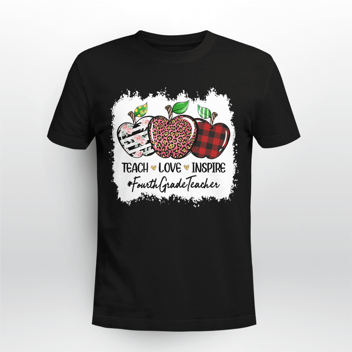 Grade Teacher Classic T-shirt Apple Teach Love Inspire 4th Grade