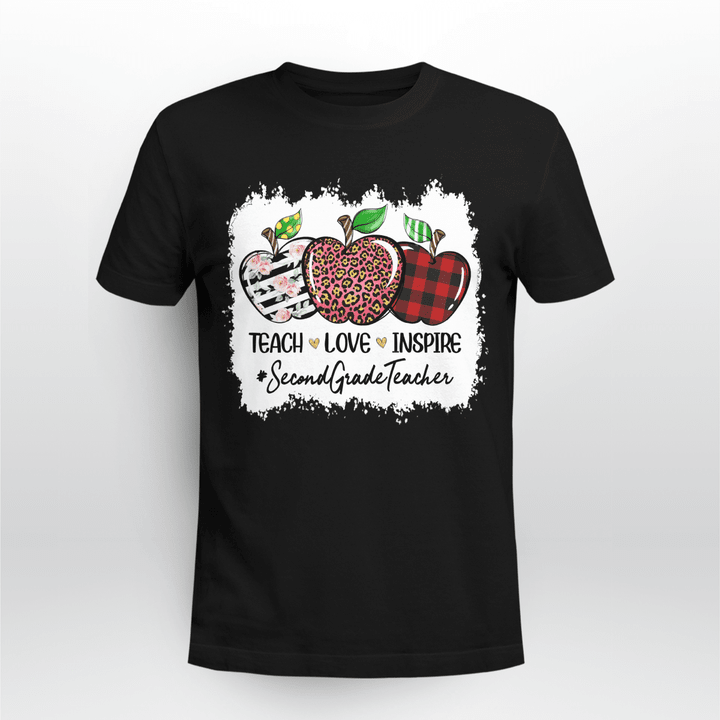 Grade Teacher Classic T-shirt Apple Teach Love Inspire 2nd Grade