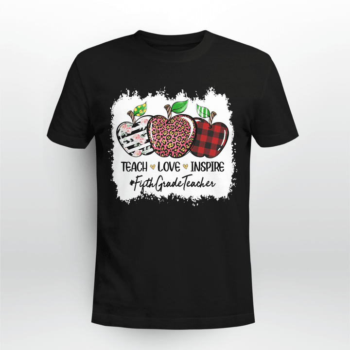 Grade Teacher Classic T-shirt Apple Teach Love Inspire 5th Grade