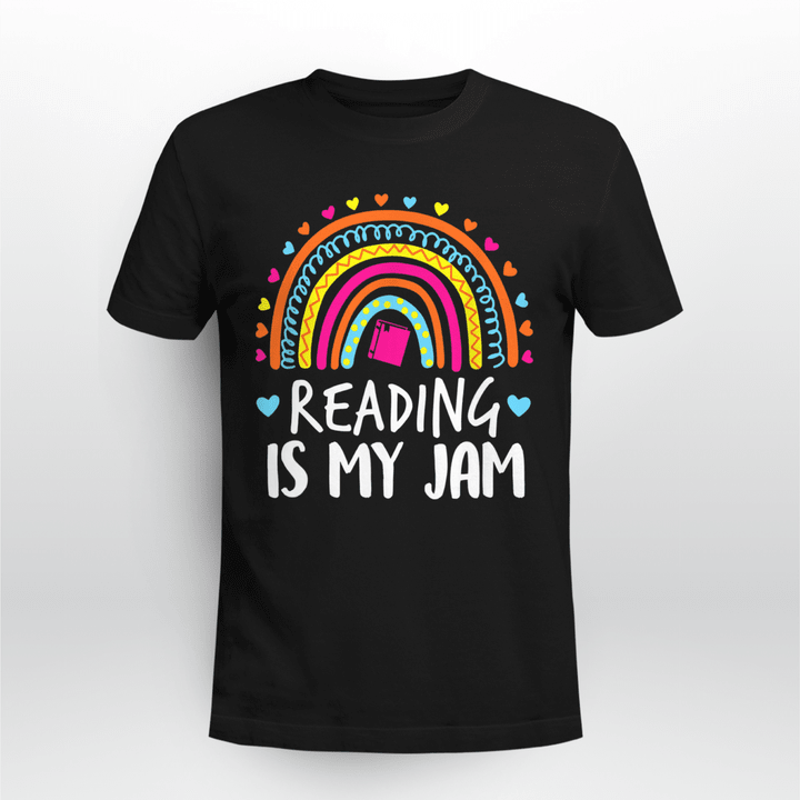 Reading T-Shirt G Funny Reading Is My Jam Rainbow