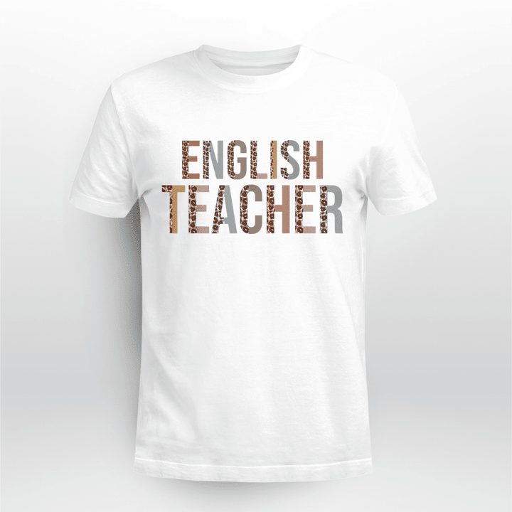 Leopard English Teacher Supplies Funny Back to School T-Shirt
