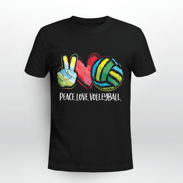 Volleyball T-Shirt Peace Love Heart