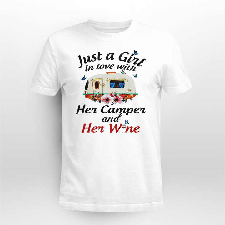 Camping Classic T-shirt Just A Girl In Love With Her Camper and Her Wine