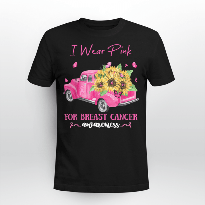 BC Sunflower Truck I Wear Pink For Breast Cancer Awareness T-Shirt