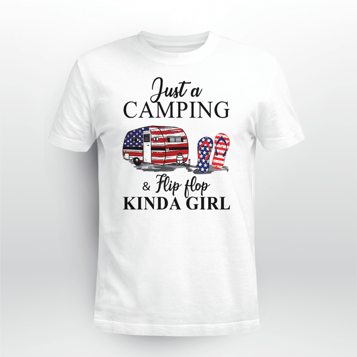 Camping Classic T-shirt Just Camping and Flip Flop Kinda Girl