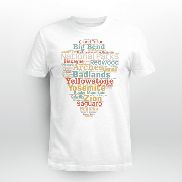 Camping Classic T-shirt National Parks List Word Cloud