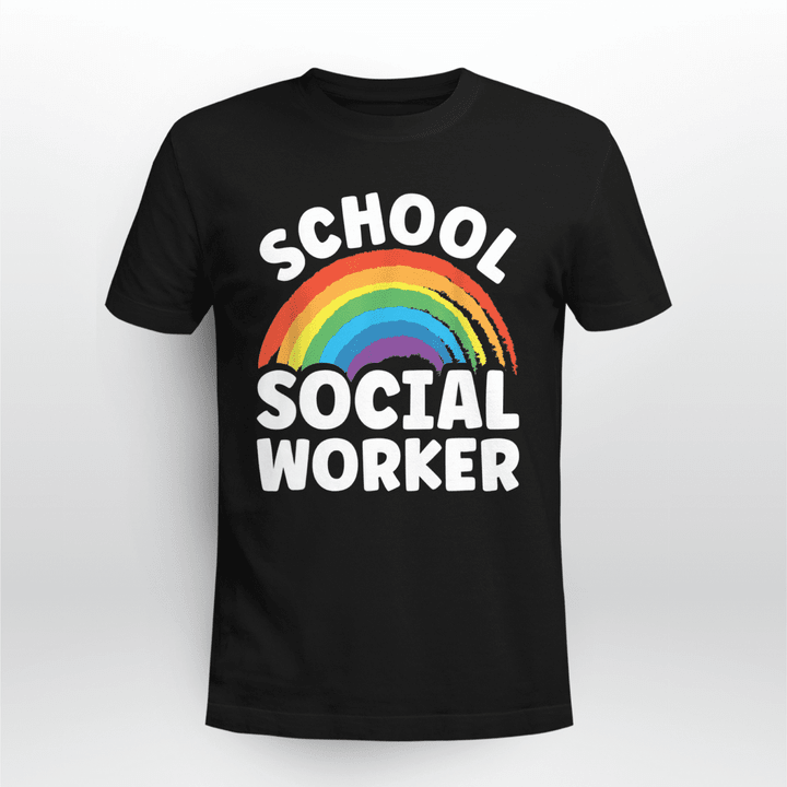 School Social Worker Classic T-shirt Rainbow