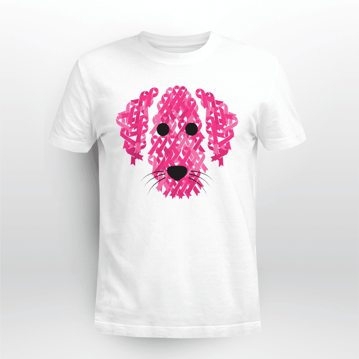 Pink Ribbon Dog Inspirational Breast Cancer Awareness Gift T-Shirt