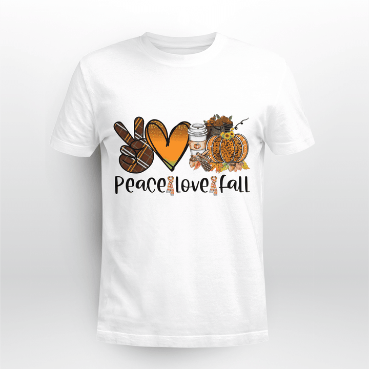 Autumn Festival T-shirt Peace Love Fall Plaid Scarf