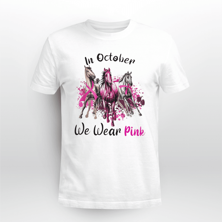 In October We Wear Pink Horse Breast Cancer Awareness T-Shirt