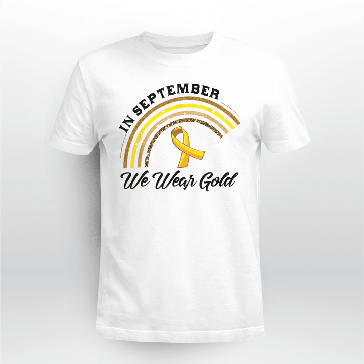 Childhood Cancer Classic T-shirt In September We Wear Gold Rainbow