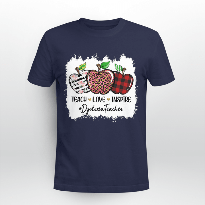 Dyslexia Teacher Classic T-shirt Teach Love Inspire Apple