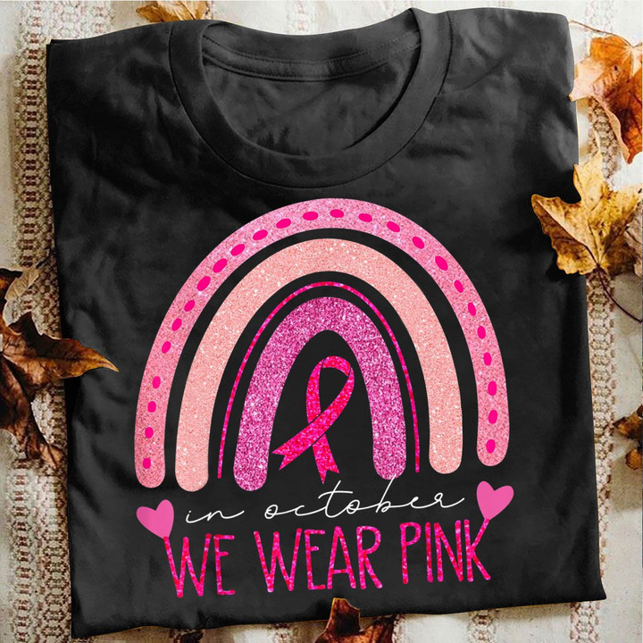 Breast Cancer T-shirt Beautiful Pink Rainbow