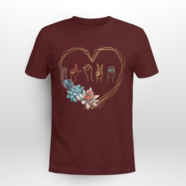 Sign language Classic T-shirt Floral Heart