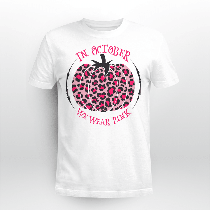 Breast Cancer Leopard Classic T-Shirt Pink Pumpkin Halloween
