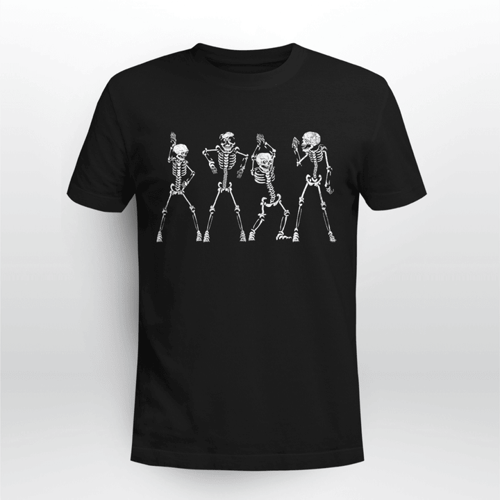 Skull Unisex T-shirt Halloween Funny Dancing Skeletons
