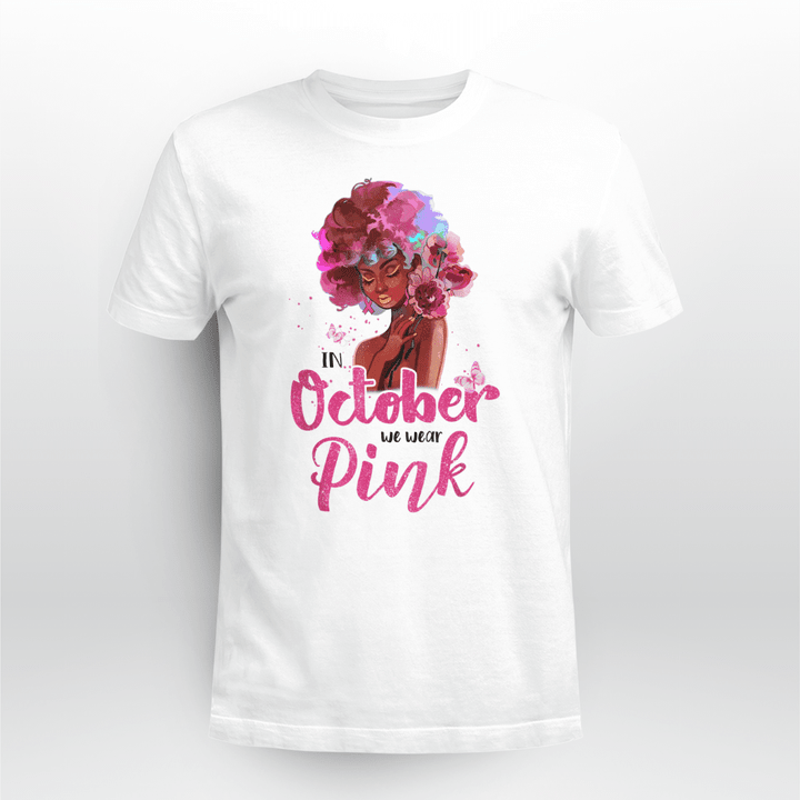 Breast Cancer Classic T-shirt Pink Black Woman