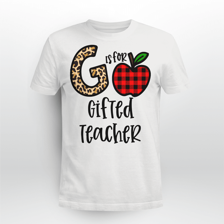 Gifted Teacher Classic T-shirt Plaid Apple