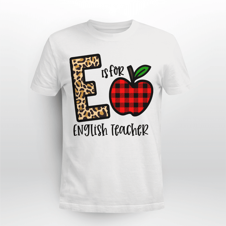 English Teacher Classic T-shirt Plaid Apple