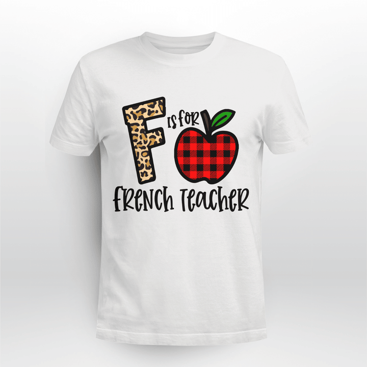 French Teacher Classic T-shirt Plaid Apple
