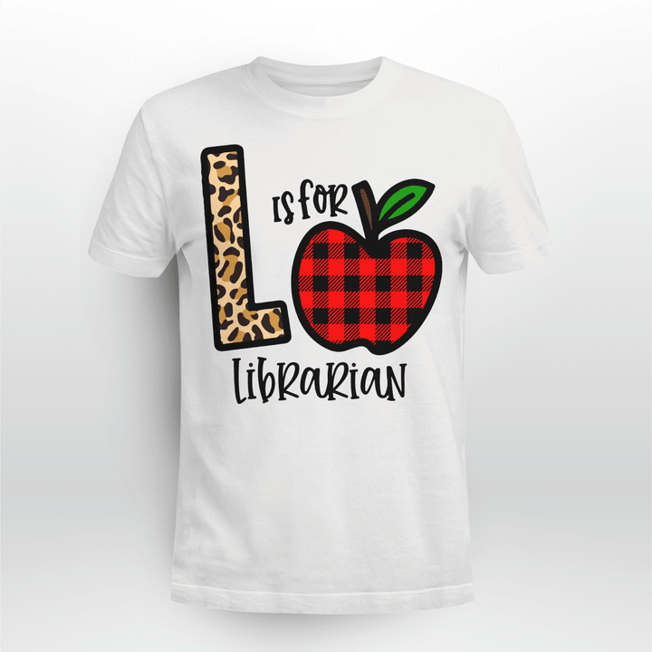 Librarian Classic T-shirt L Is For Libraian Plaid Apple