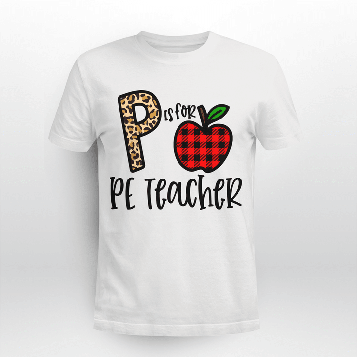 PE Teacher Classic T-shirt Plaid Apple