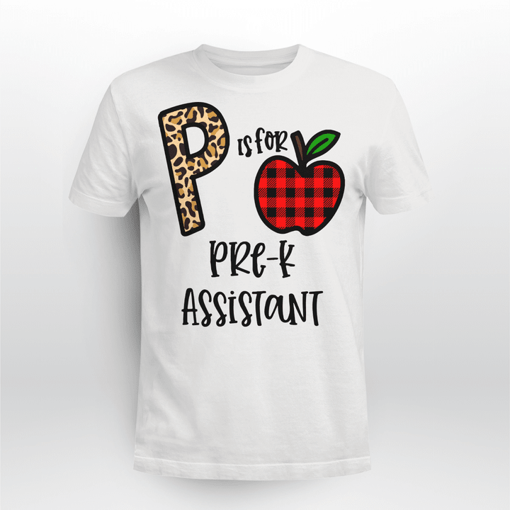 Pre-K Assistant Classic T-shirt Plaid Apple