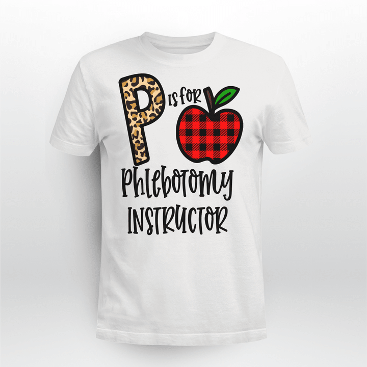 Phlebotomy Instructor Classic T-shirt Plaid Apple