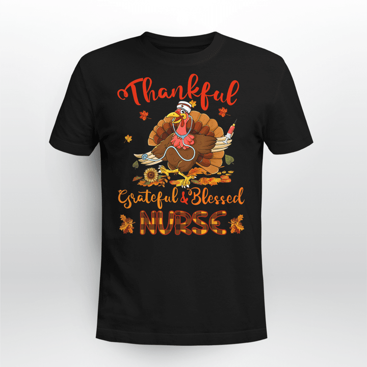 Nurse T-shirt Thankful And Blessed