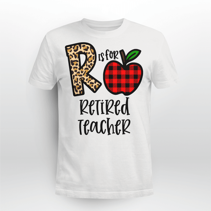 Retired Teacher Classic T-shirt Plaid Apple
