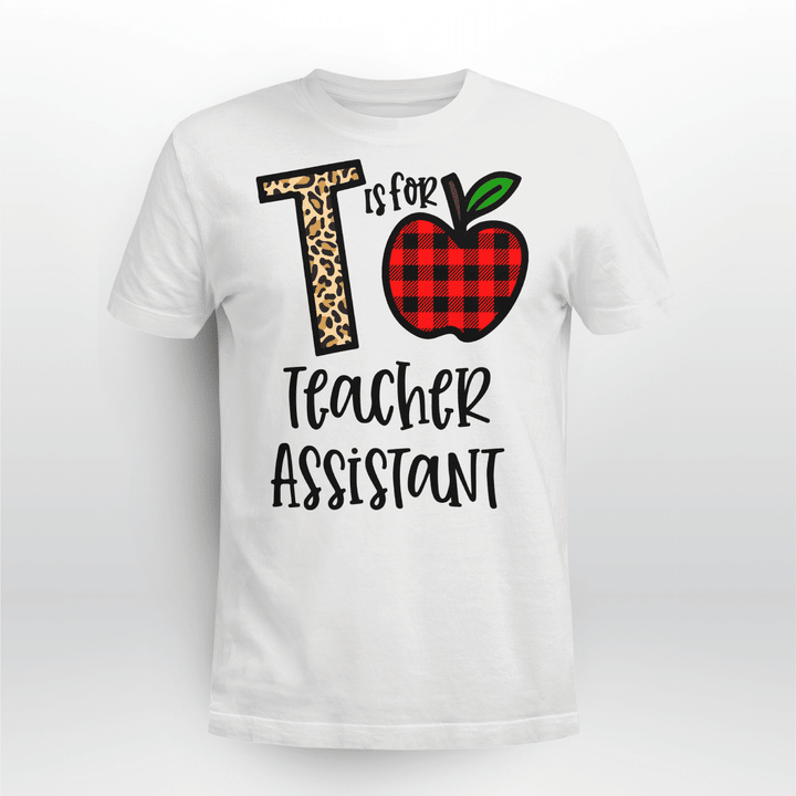 Teacher Assistant Classic T-shirt Plaid Apple