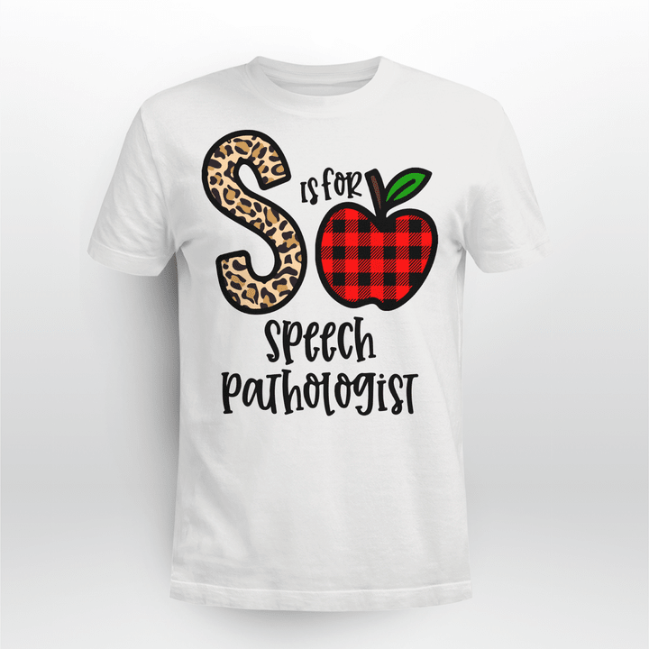 Speech Pathologist Classic T-shirt Plaid Apple