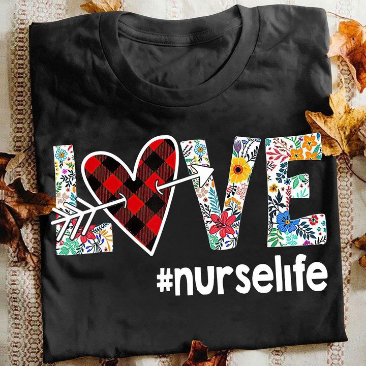 Nurse T-shirt Beautiful Floral Nurse