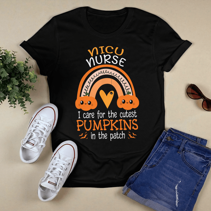 Nurse T-shirt Pumpkin Rainbow