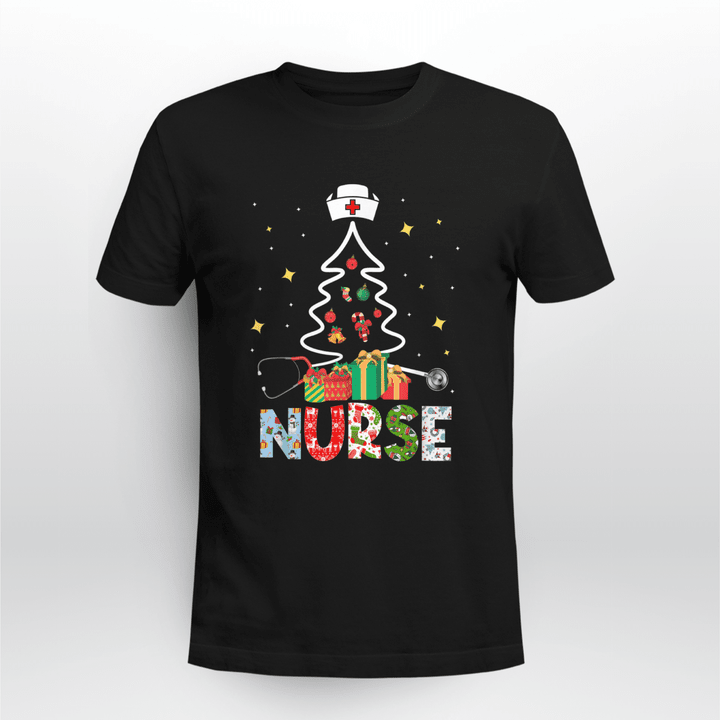 Nurse Classic T-shirt Christmas Stethoscope Xmas Tree Merry Christmas Nurse