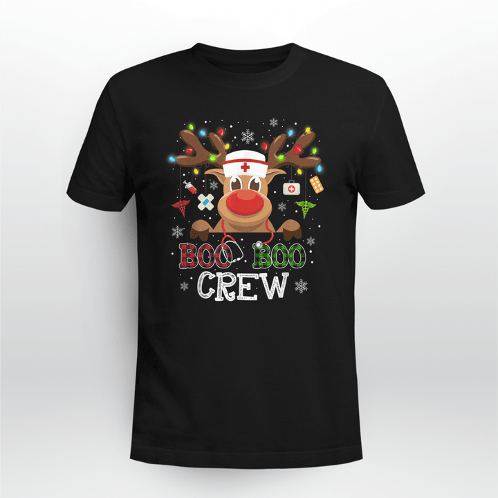 Nurse Classic T-shirt Christmas Boo Boo Crew Reindeer Nurse Buffalo Plaid Nurse
