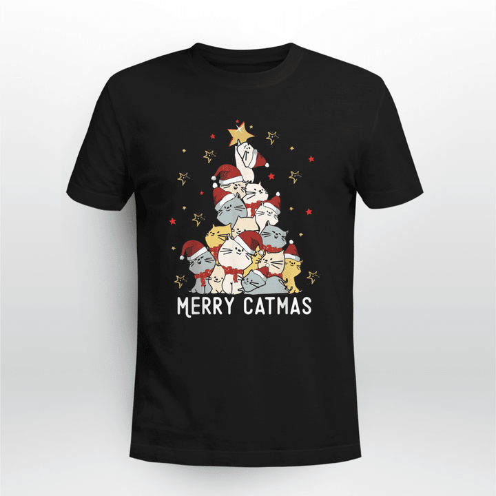 Cat Classic T-shirt Merry Catmas Xmas Funny Cat Christmas