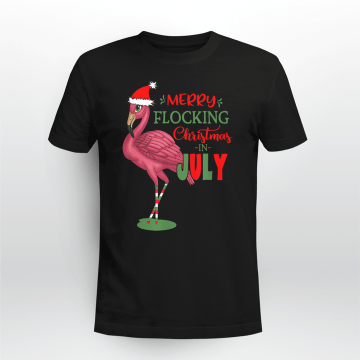 Flamingo Classic T-Shirt Merry Flocking Christmas In July