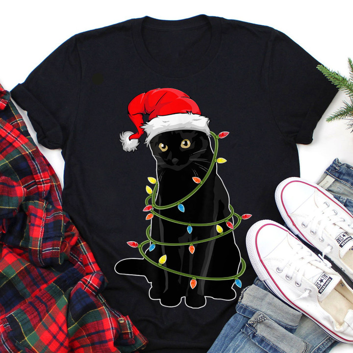 Black Cat Christmas T-shirt